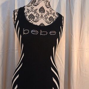 Bebe Black and White Tank Top with Rhinestone Logo